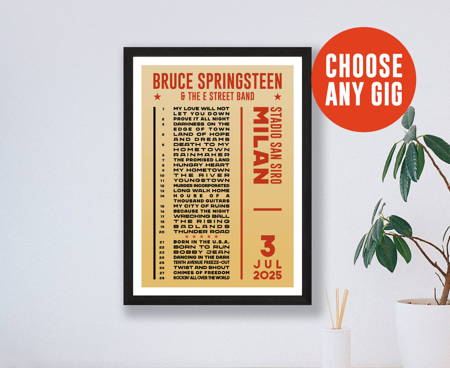 Custom Setlist Poster – Choose Any Gig