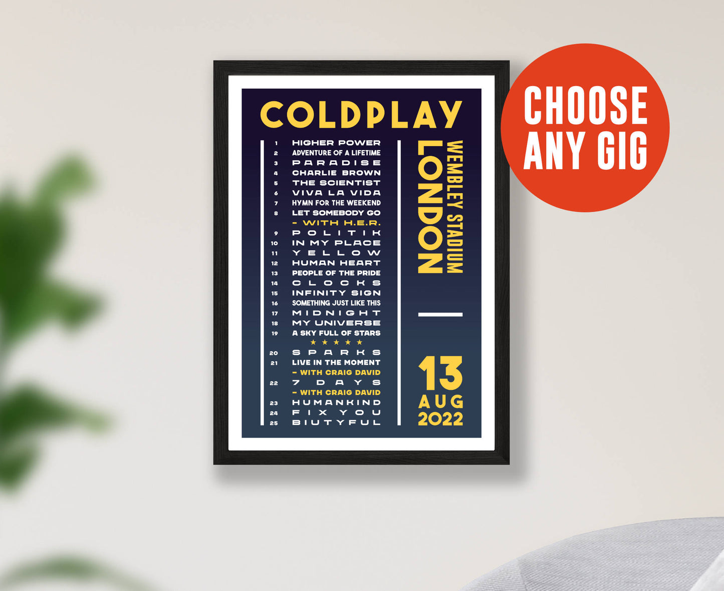 Custom Setlist Poster – Choose Any Gig