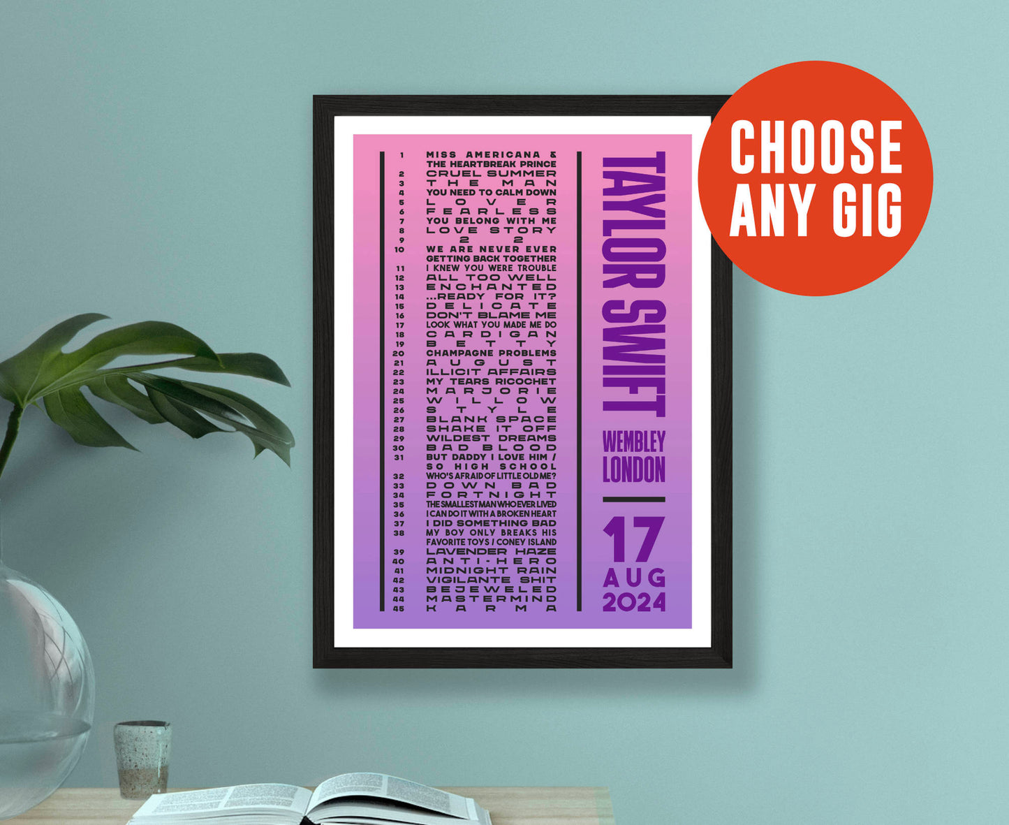Custom Setlist Poster – Choose Any Gig