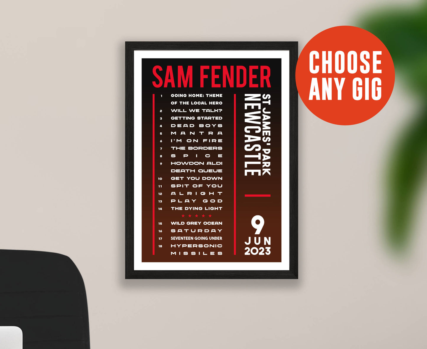 Custom Setlist Poster – Choose Any Gig