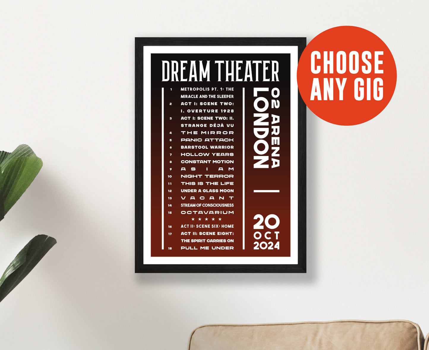 Custom Setlist Poster – Choose Any Gig