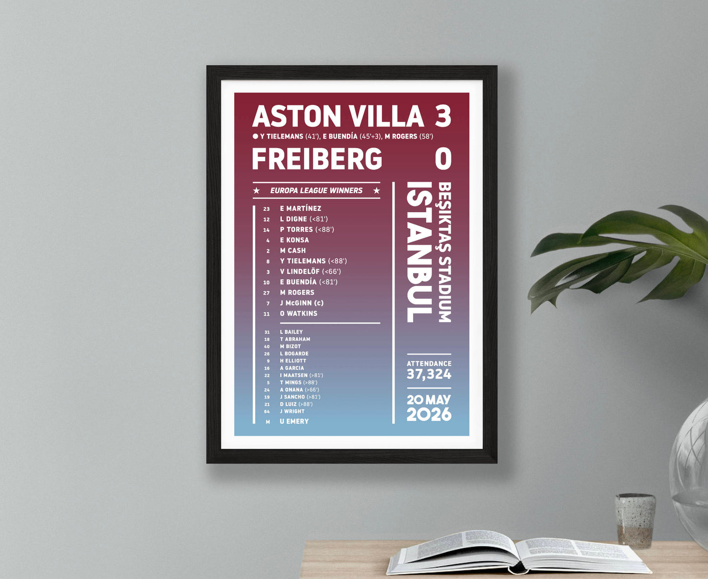 Aston Villa 2026 Europa League Final Lineup Poster