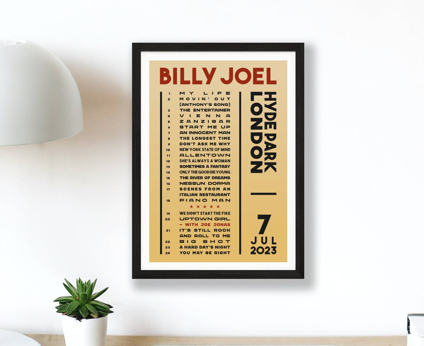 Billy Joel 2023-2024 Setlist Poster