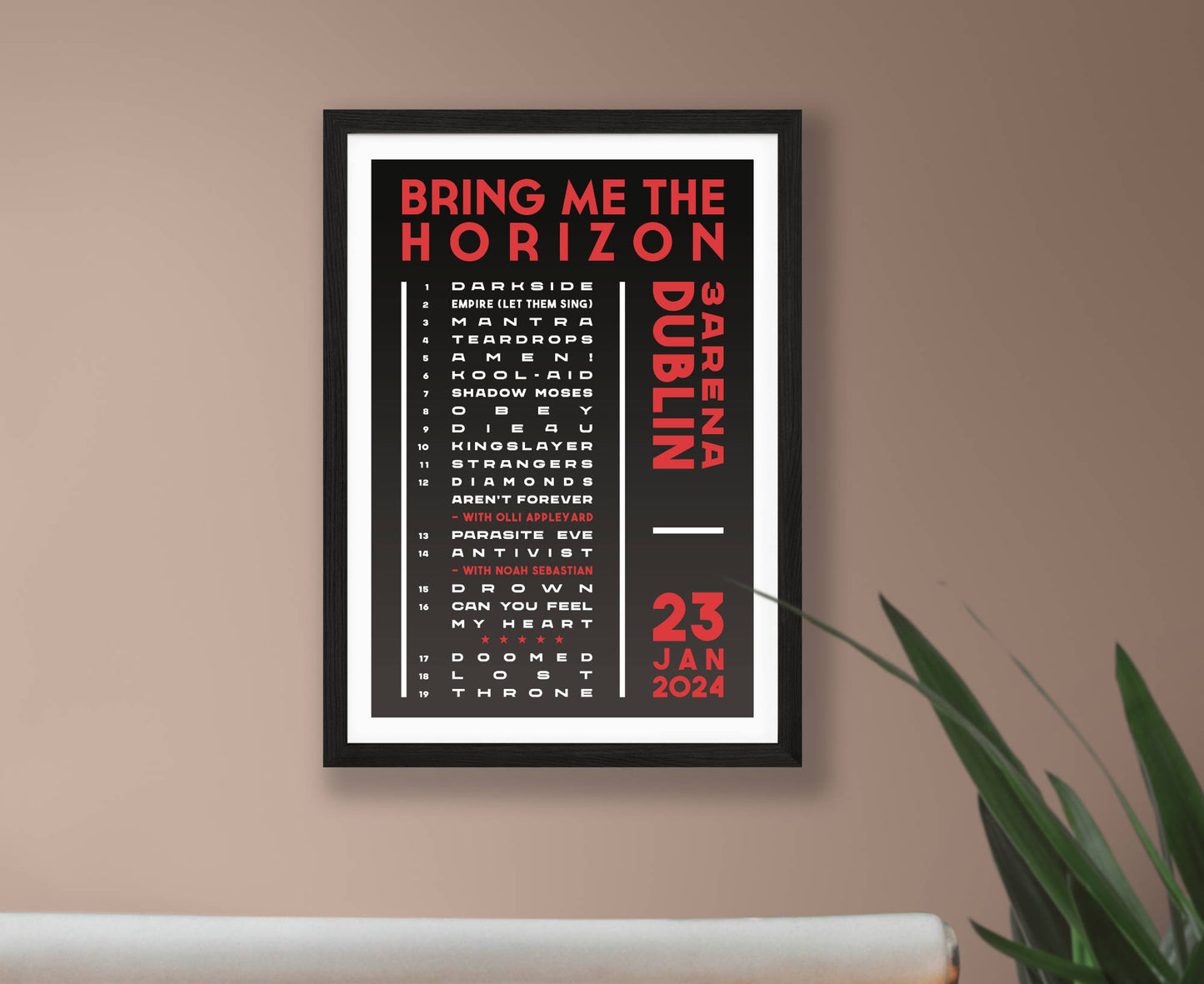 Bring Me The Horizon 2024 Tour Setlist Poster