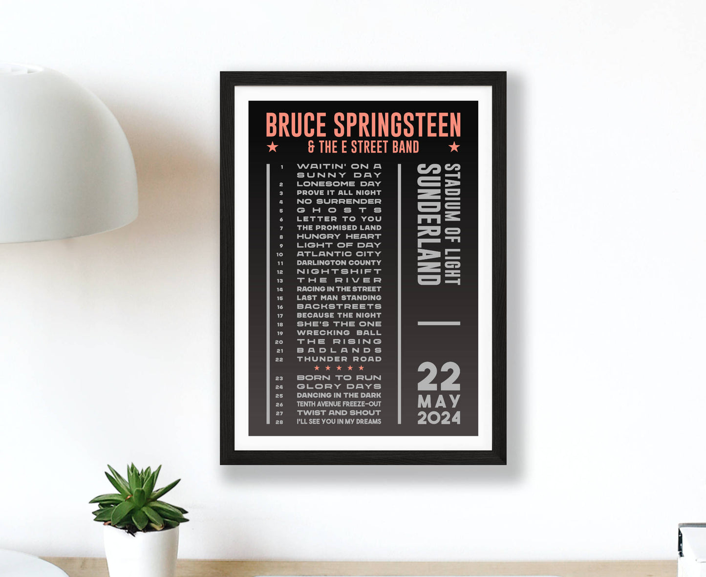 Bruce Springsteen 2024 Dark Tour Setlist Poster