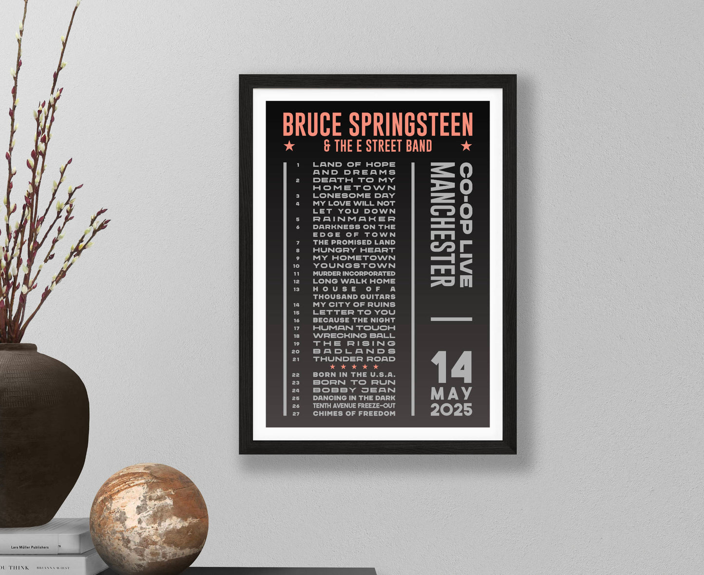 Bruce Springsteen 2025 Dark Tour Setlist Poster
