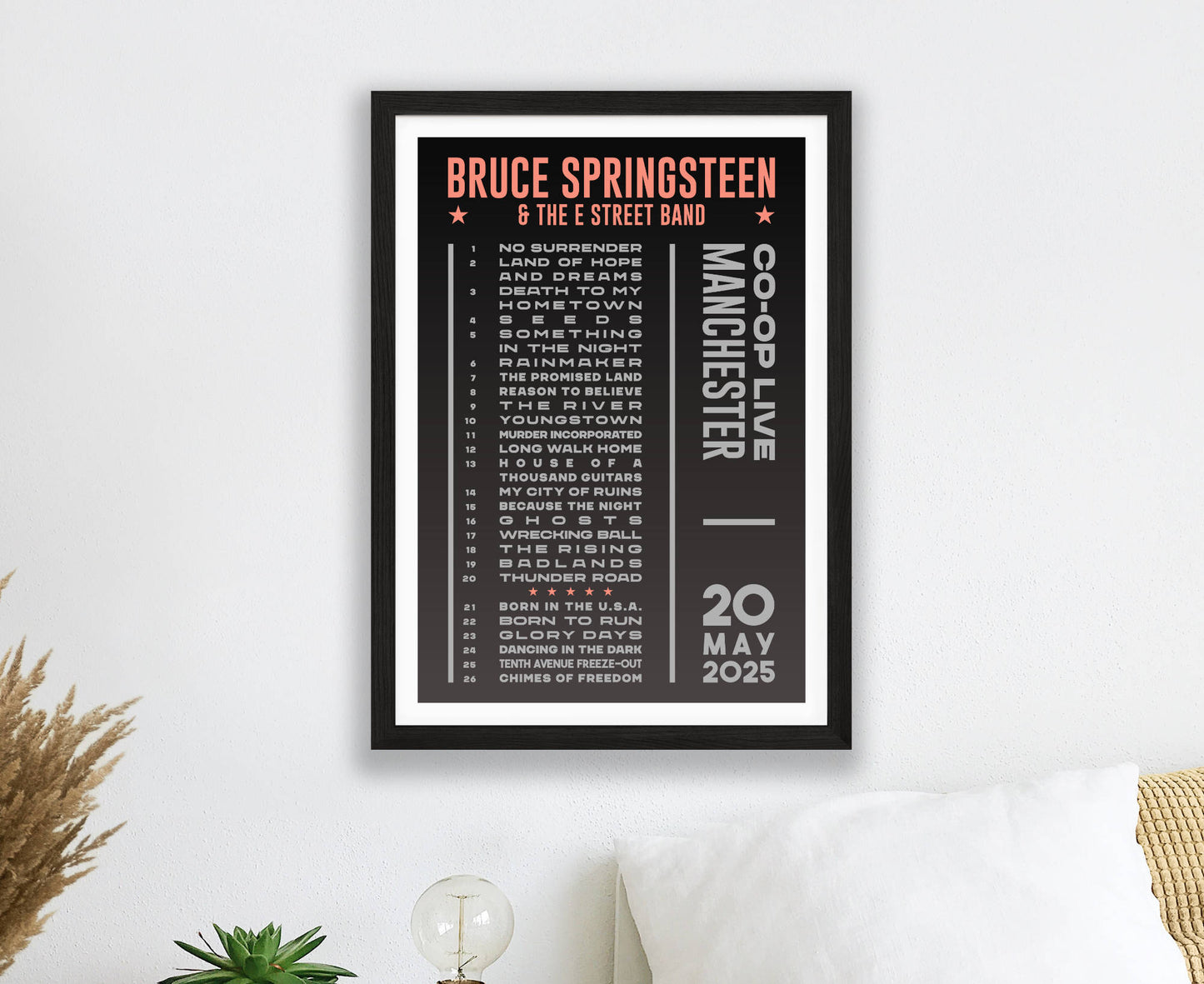 Bruce Springsteen 2025 Dark Tour Setlist Poster