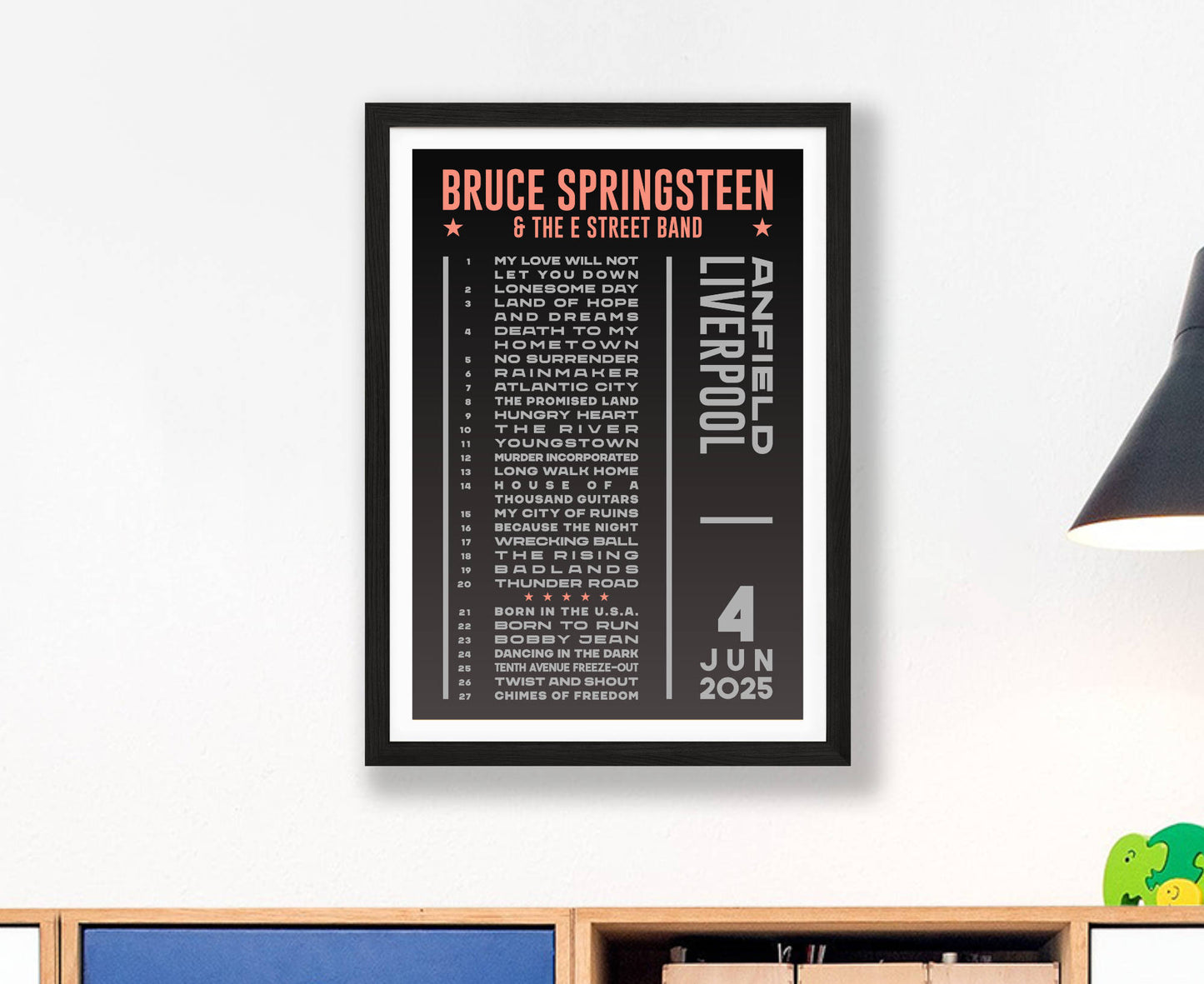 Bruce Springsteen 2025 Dark Tour Setlist Poster