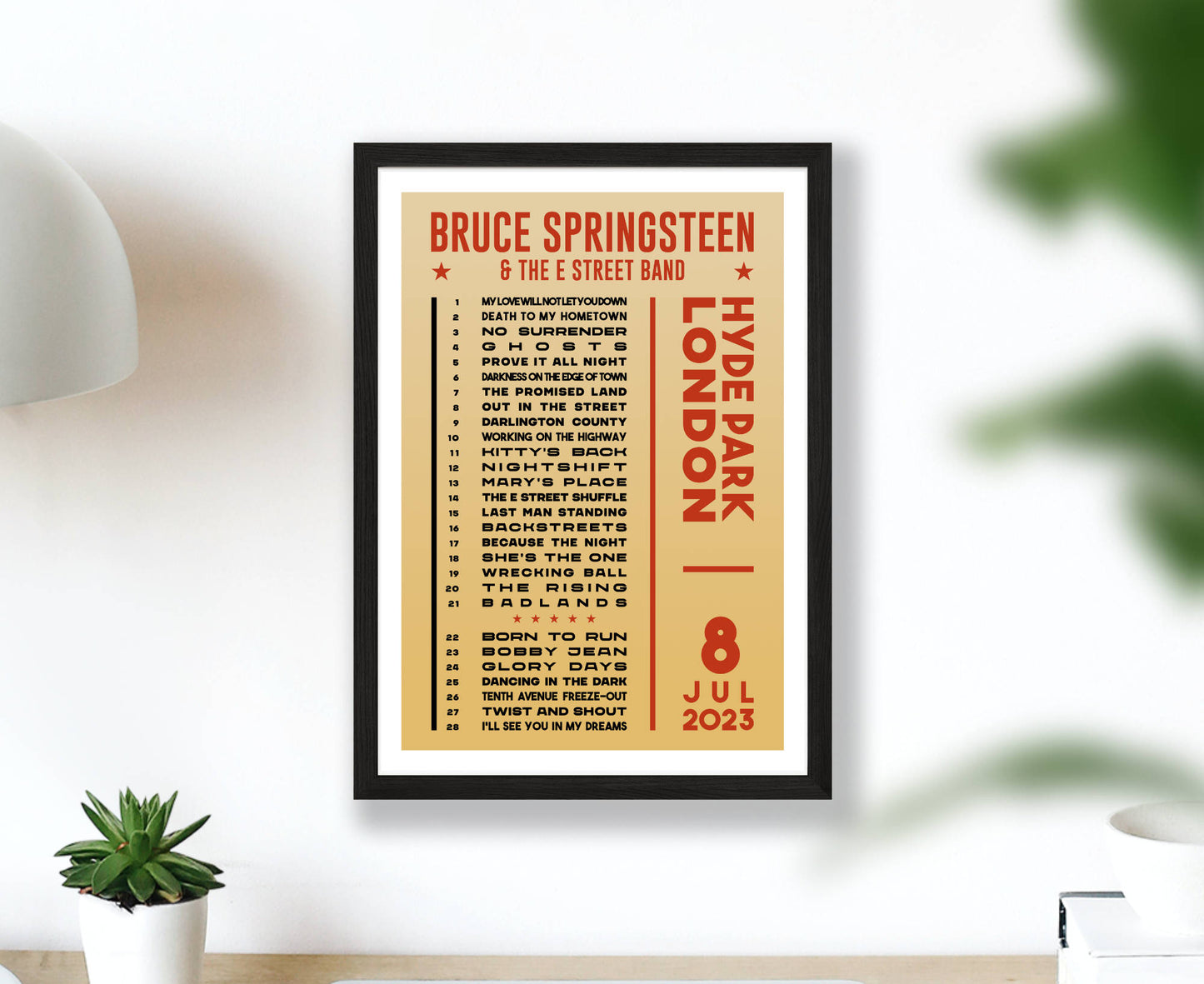 Bruce Springsteen 2023 Tour Setlist Poster