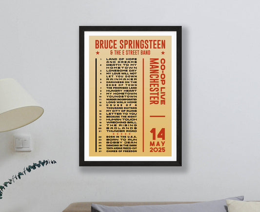 Bruce Springsteen 2025 Tour Setlist Poster