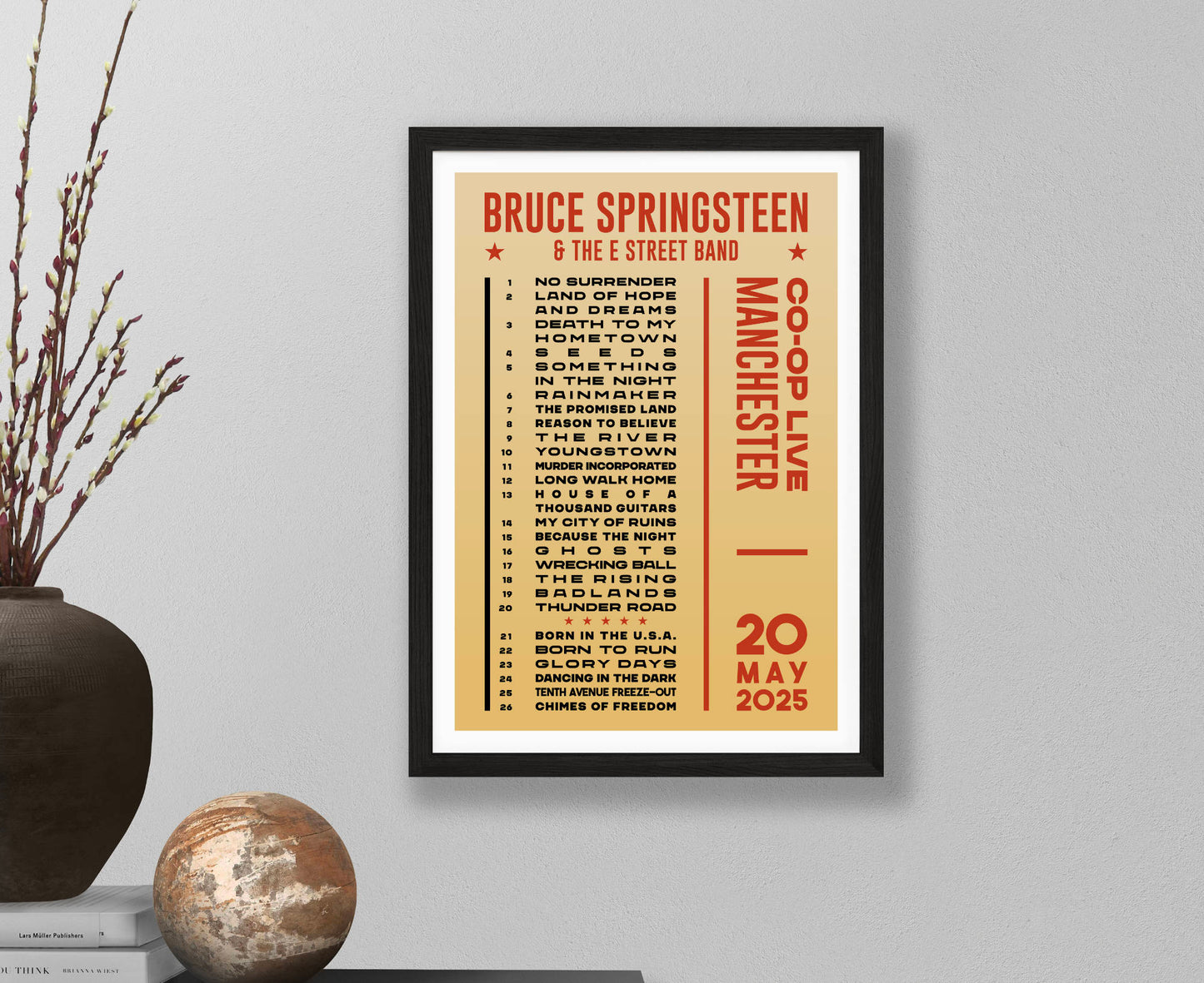 Bruce Springsteen 2025 Tour Setlist Poster