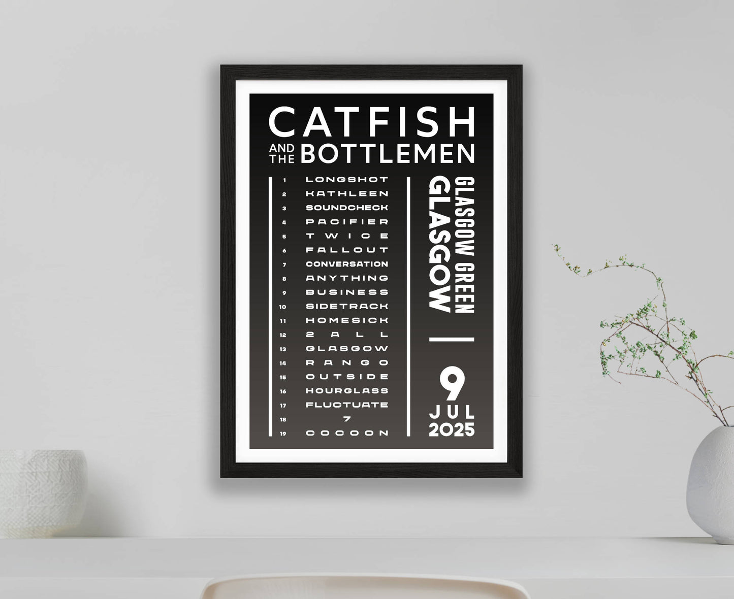Catfish and the Bottlemen 2025 Tour Setlist Poster