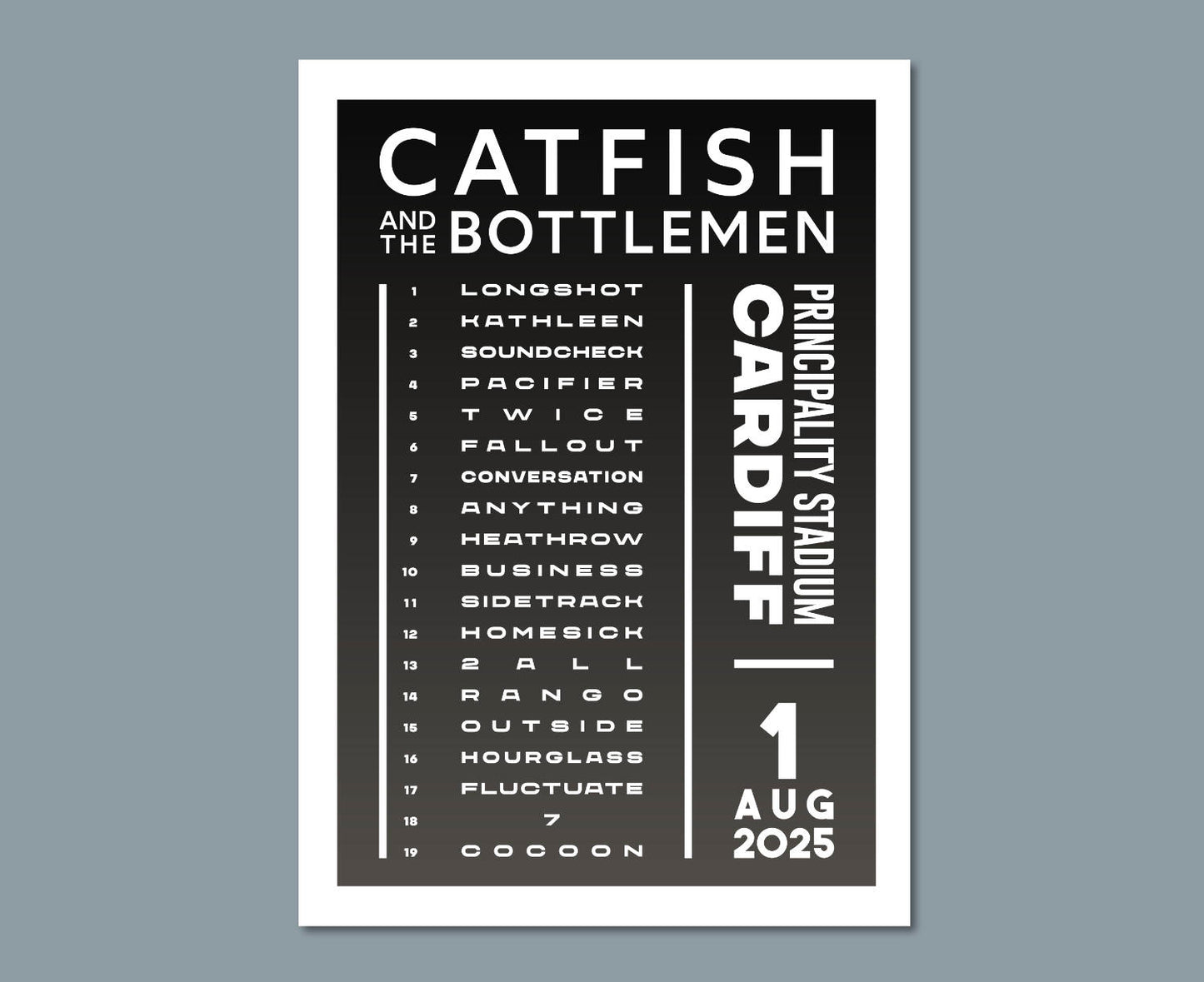 Catfish and the Bottlemen 2025 Tour Setlist Poster Design