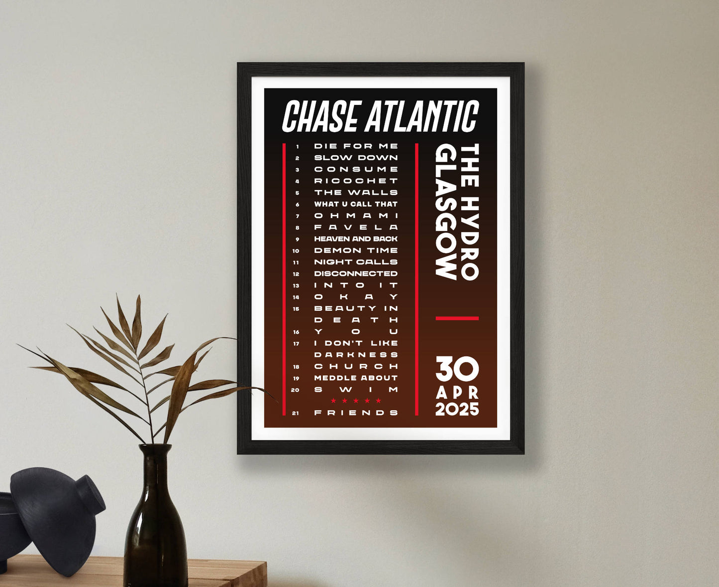 Chase Atlantic 2025 Tour Setlist Poster