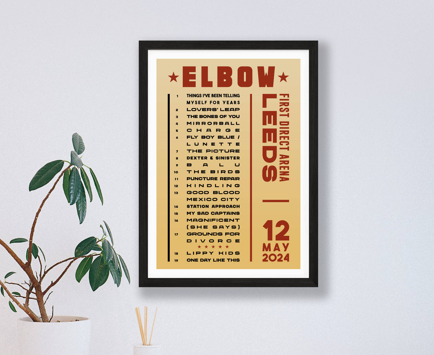 Elbow 2024 Tour Setlist Poster