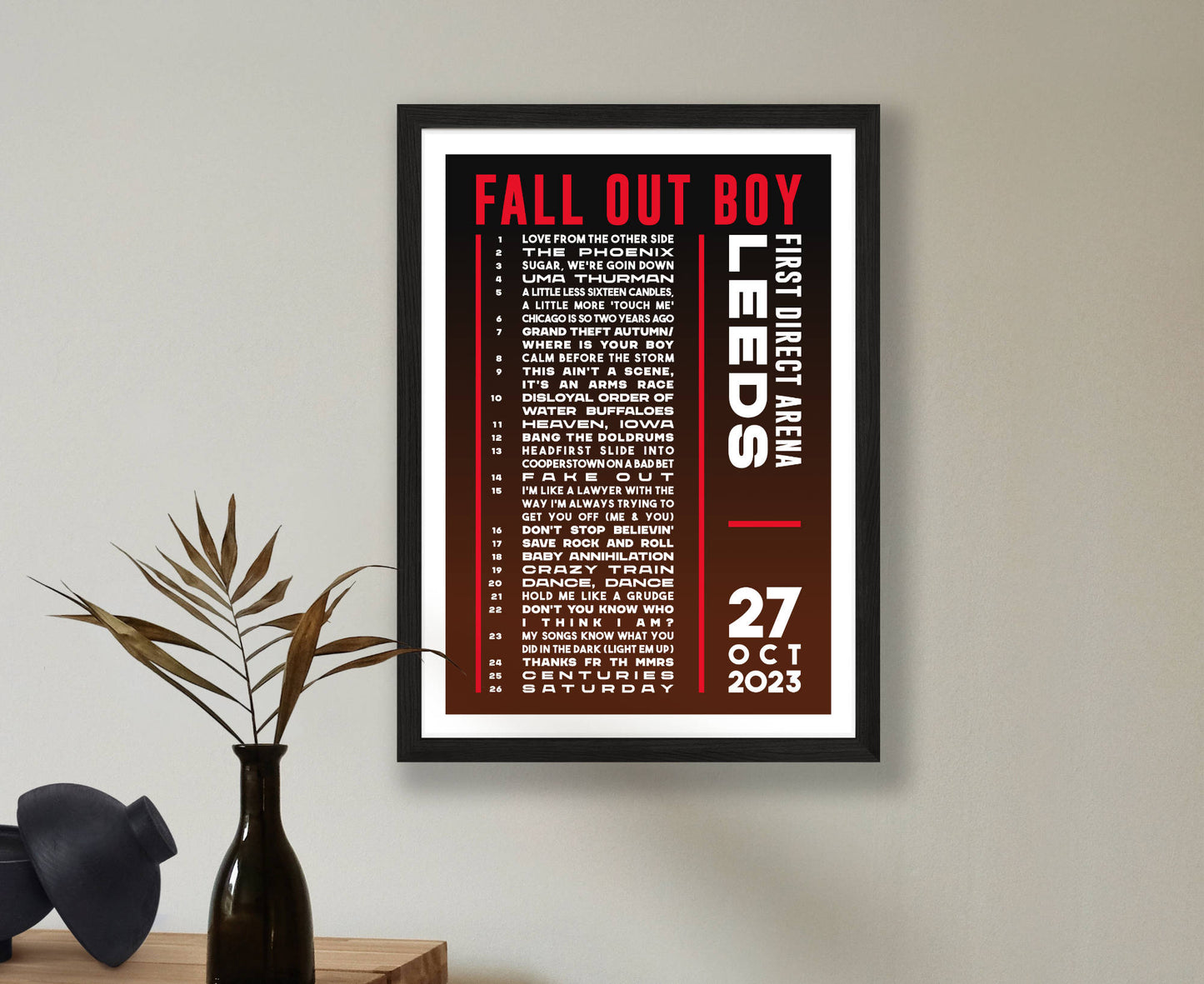 Fall Out Boy 2023 Tour Setlist Poster