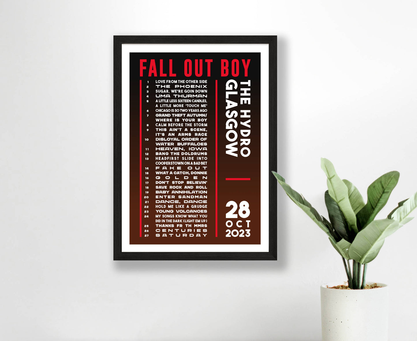 Fall Out Boy 2023 Tour Setlist Poster