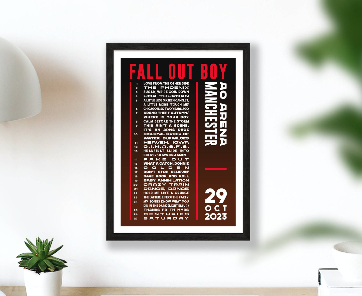 Fall Out Boy 2023 Tour Setlist Poster