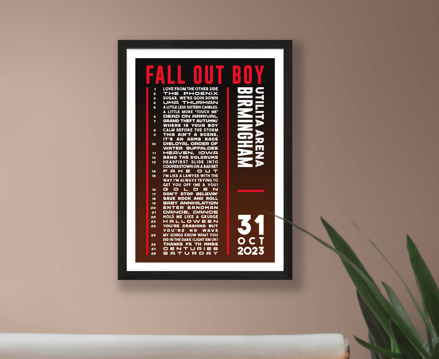 Fall Out Boy 2023 Tour Setlist Poster
