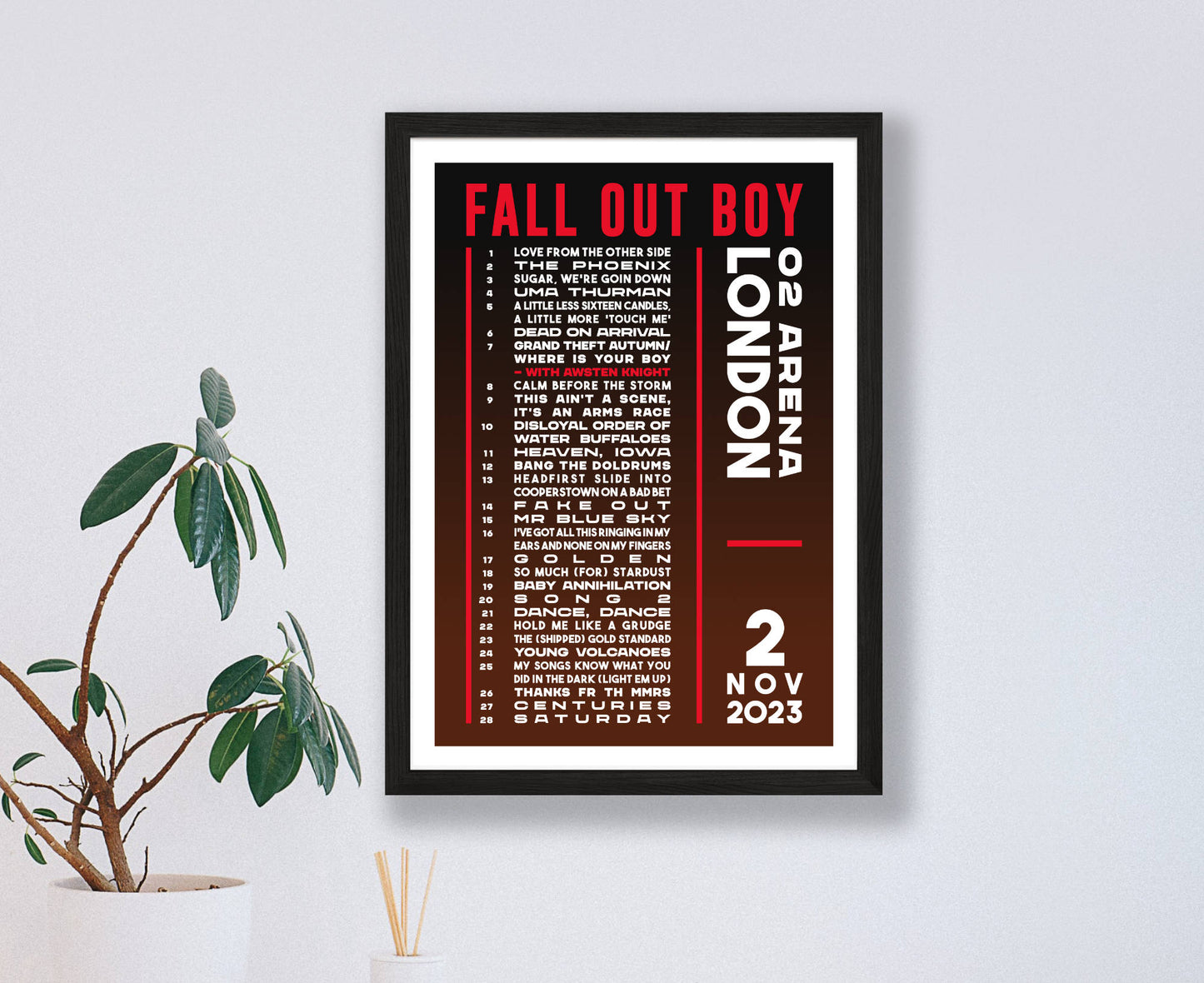 Fall Out Boy 2023 Tour Setlist Poster