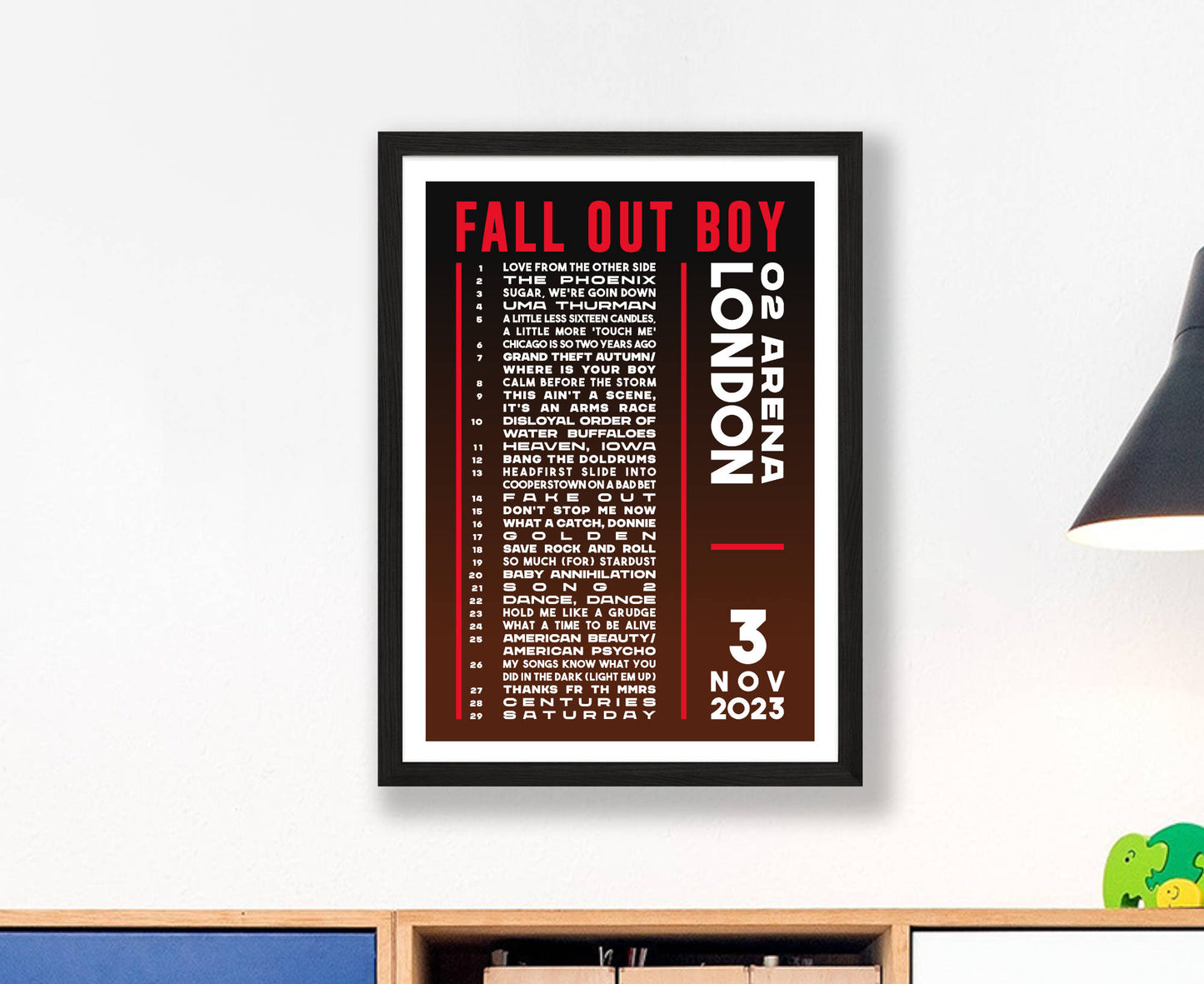 Fall Out Boy 2023 Tour Setlist Poster
