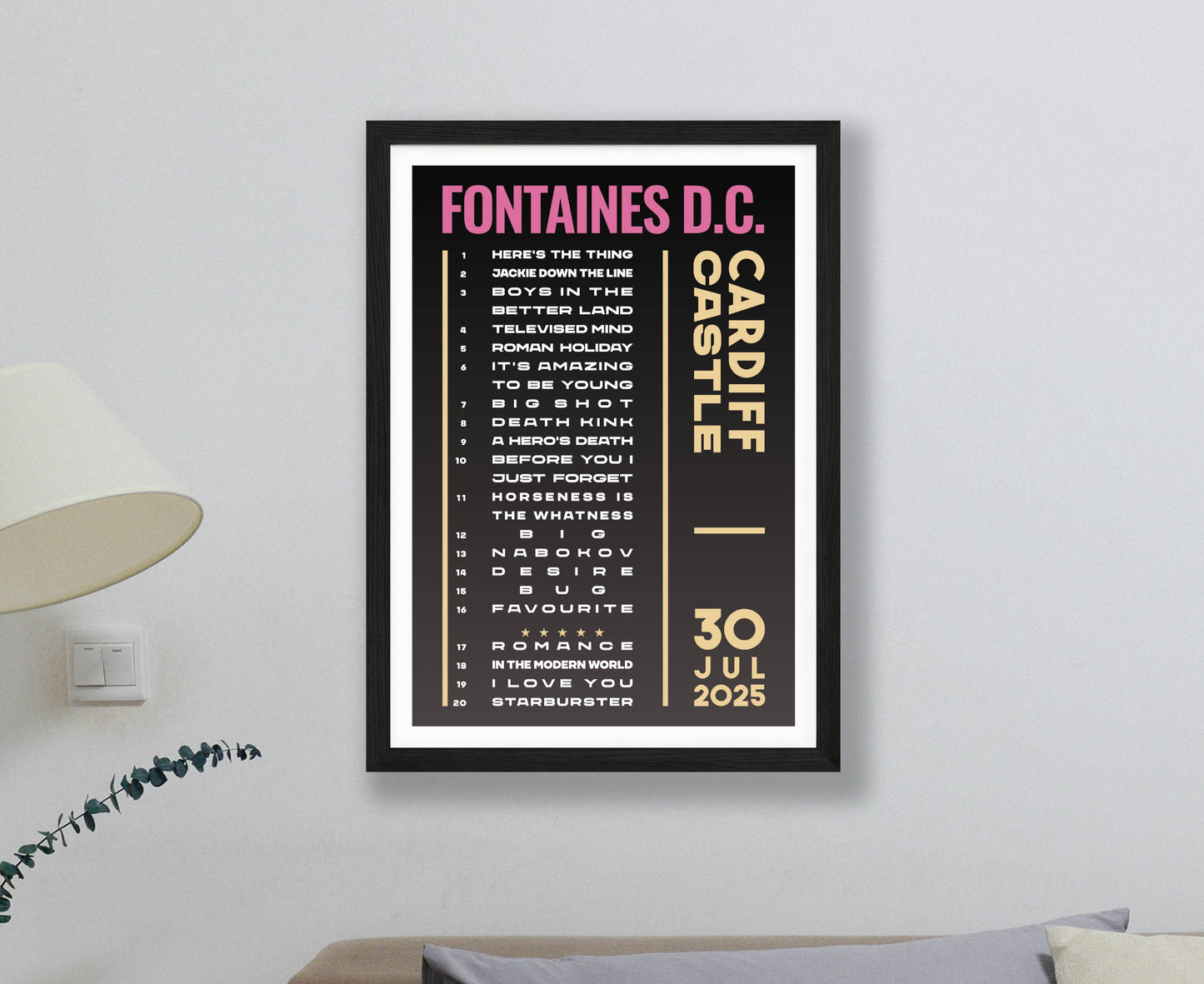 Fontaines D.C. 2025 Tour Setlist Poster