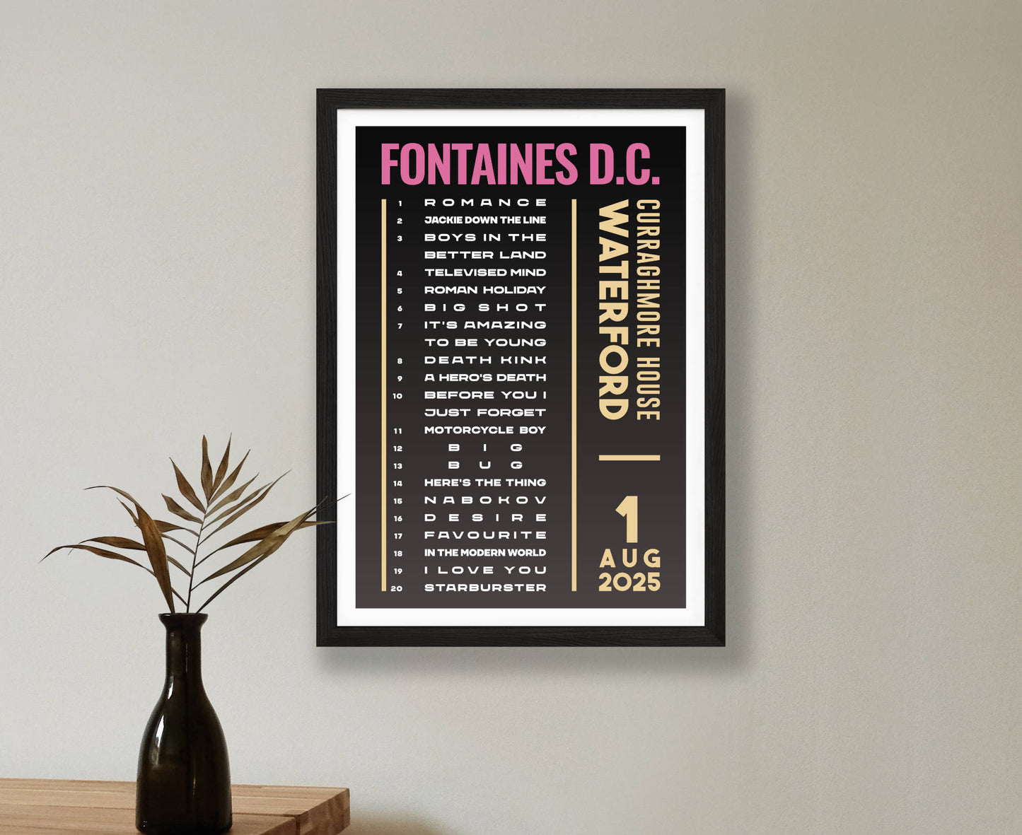 Fontaines D.C. 2025 Tour Setlist Poster