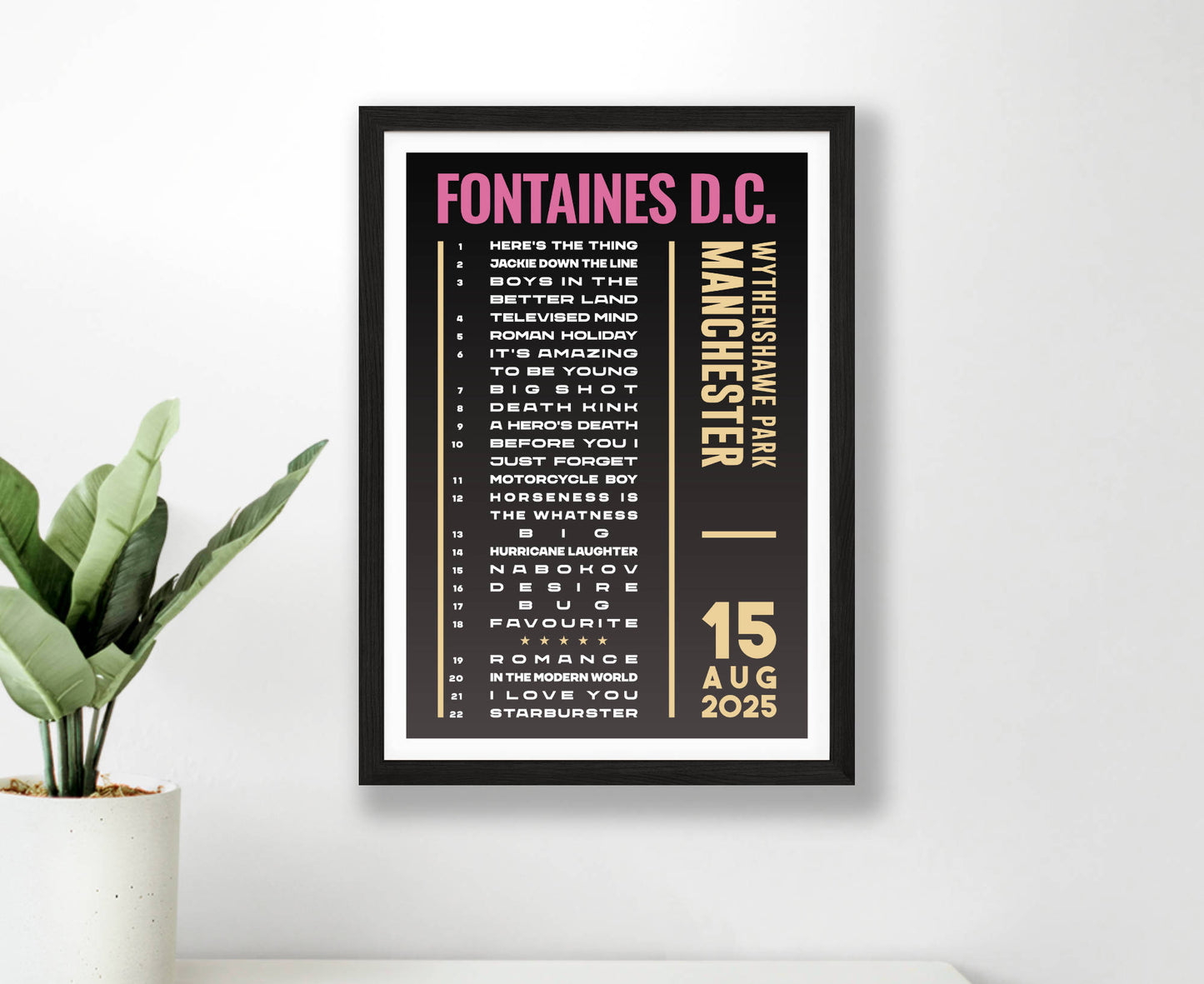 Fontaines D.C. 2025 Tour Setlist Poster