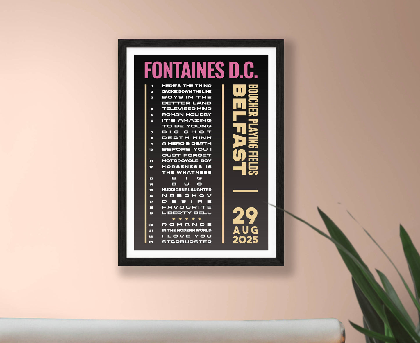 Fontaines D.C. 2025 Tour Setlist Poster