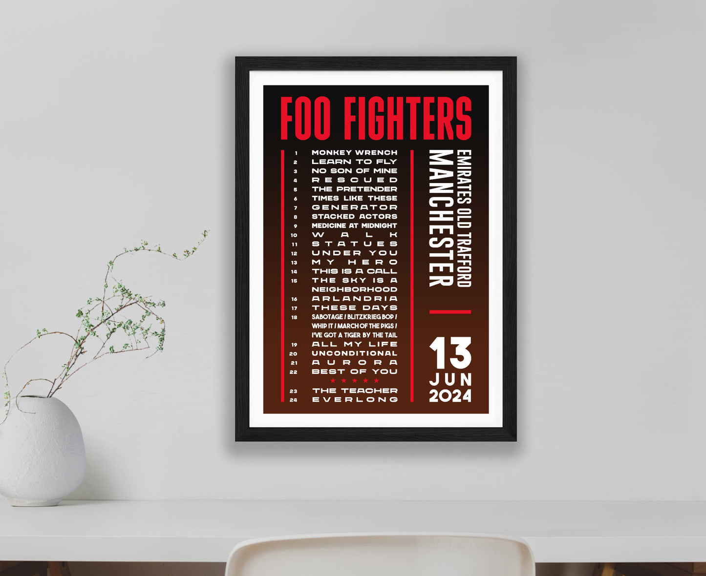 Foo Fighters 2024 Tour Setlist Poster