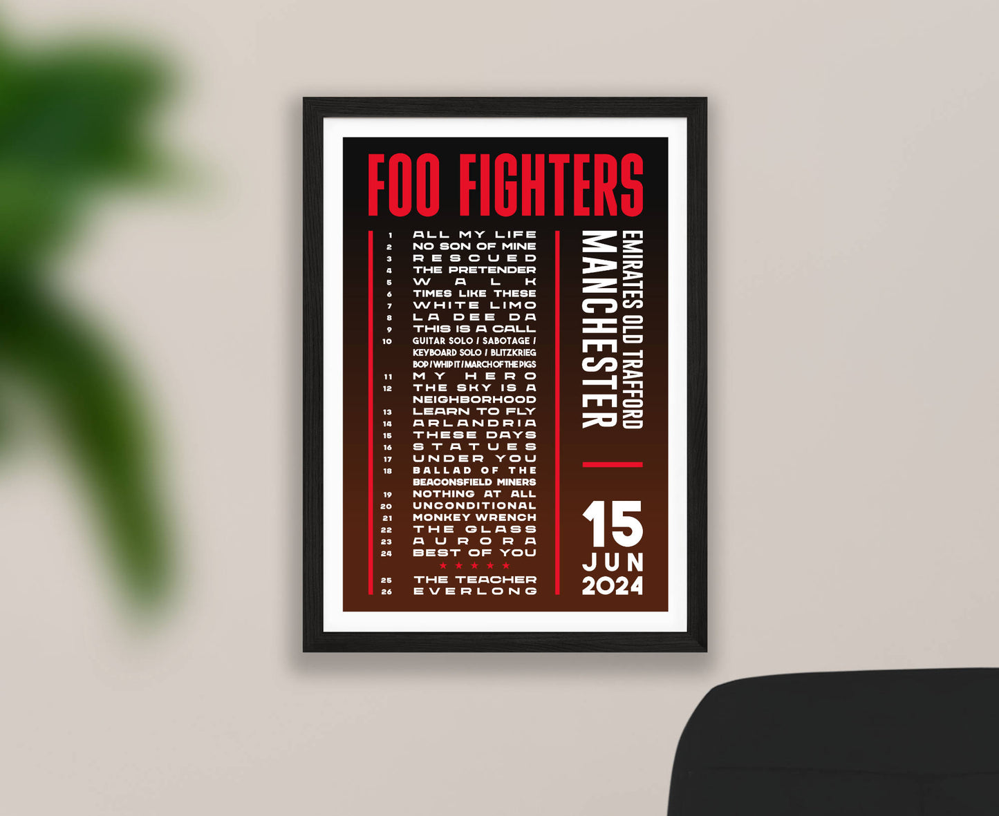 Foo Fighters 2024 Tour Setlist Poster