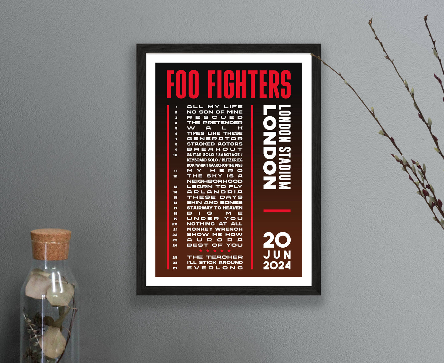 Foo Fighters 2024 Tour Setlist Poster