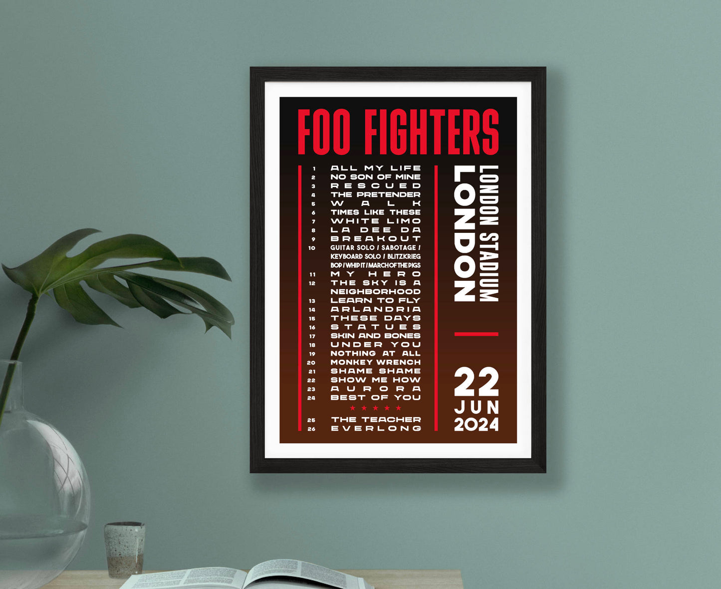 Foo Fighters 2024 Tour Setlist Poster