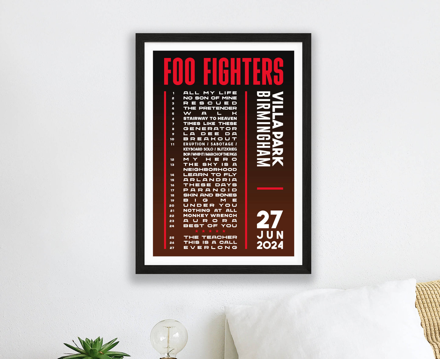 Foo Fighters 2024 Tour Setlist Poster