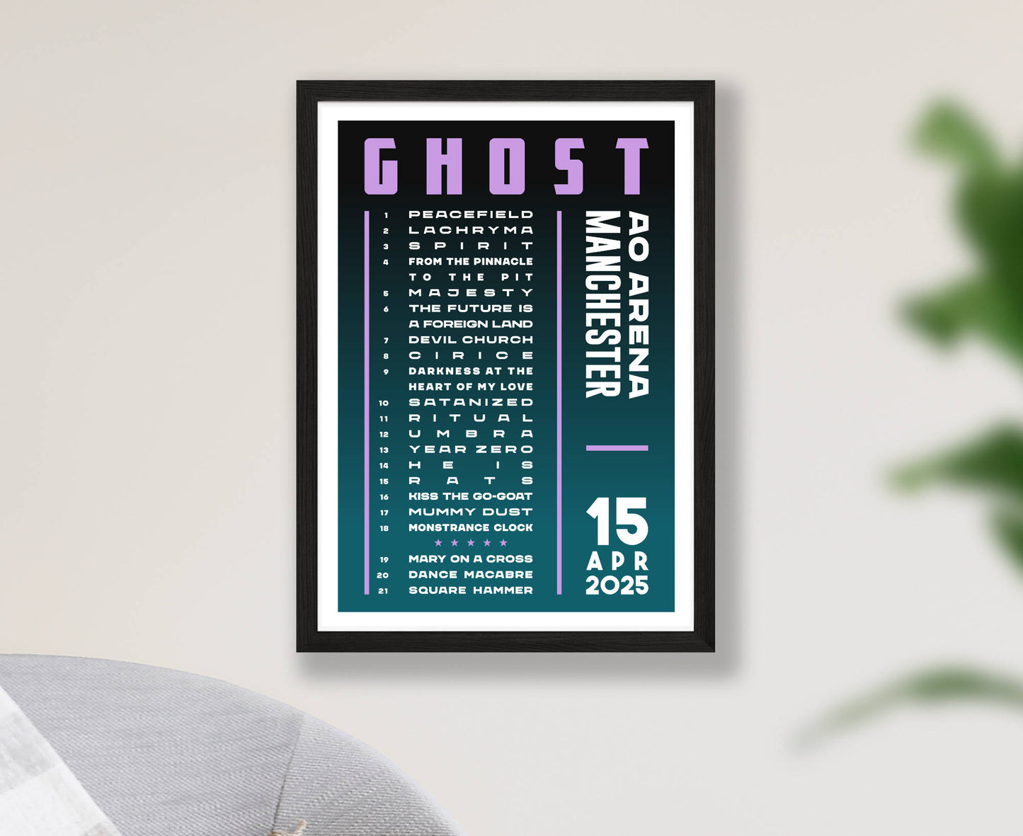 Ghost 2025 Tour Setlist Poster