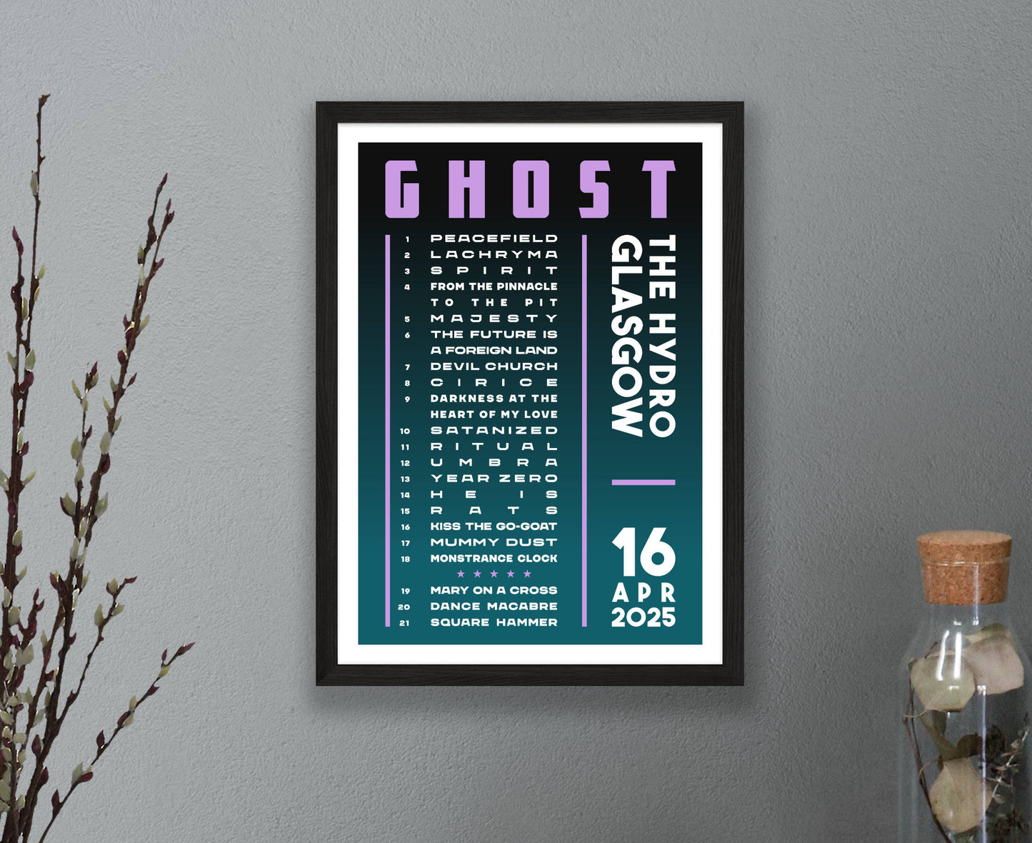Ghost 2025 Tour Setlist Poster