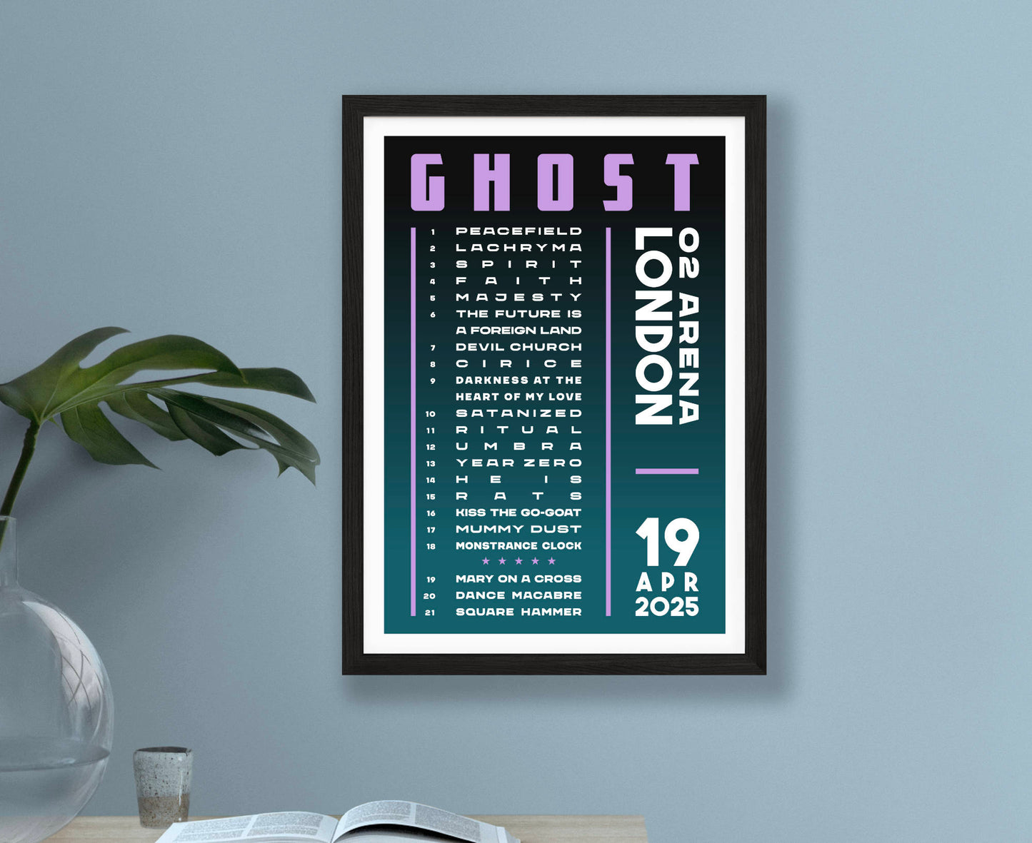 Ghost 2025 Tour Setlist Poster