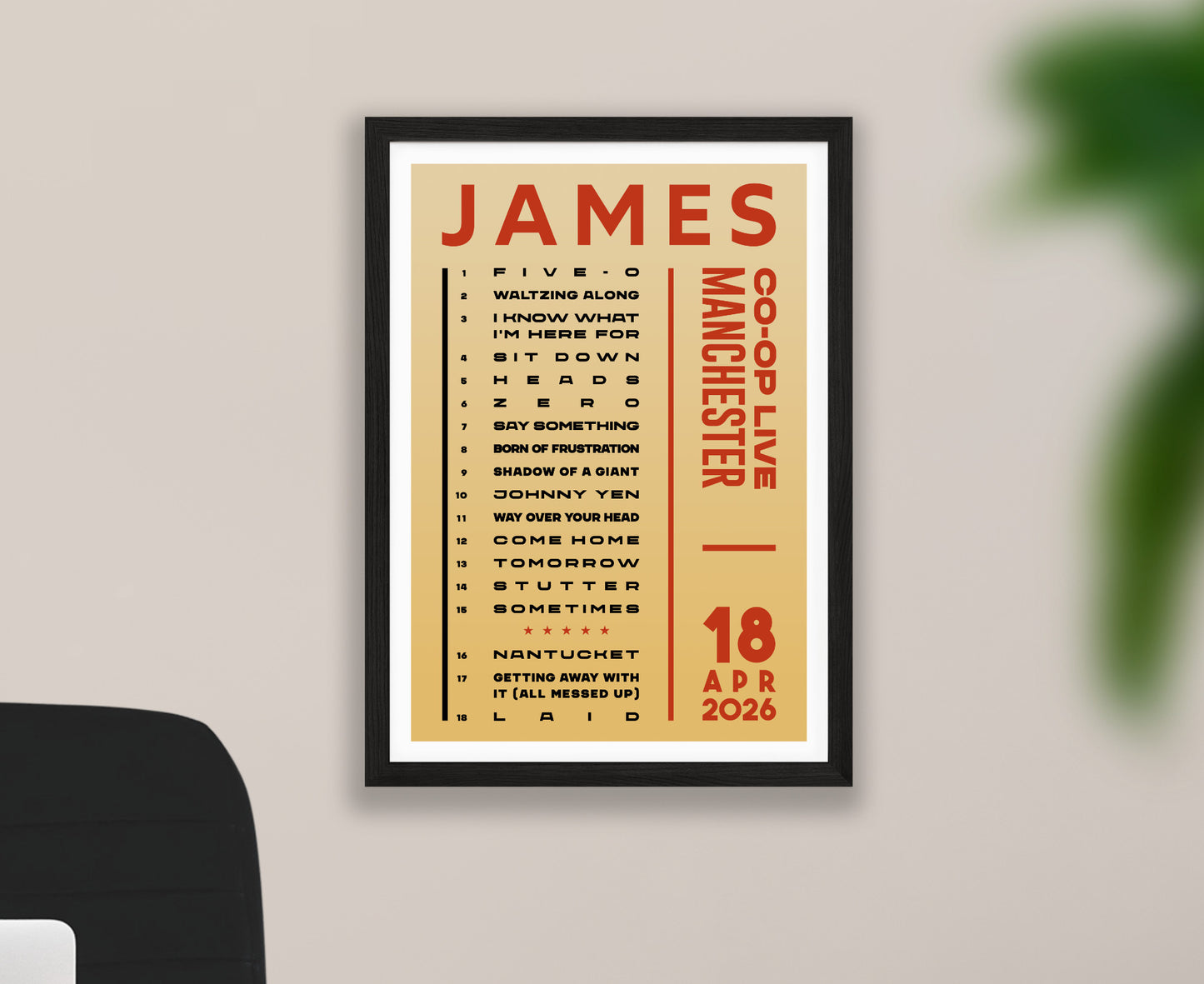 James 2026 Tour Setlist Poster