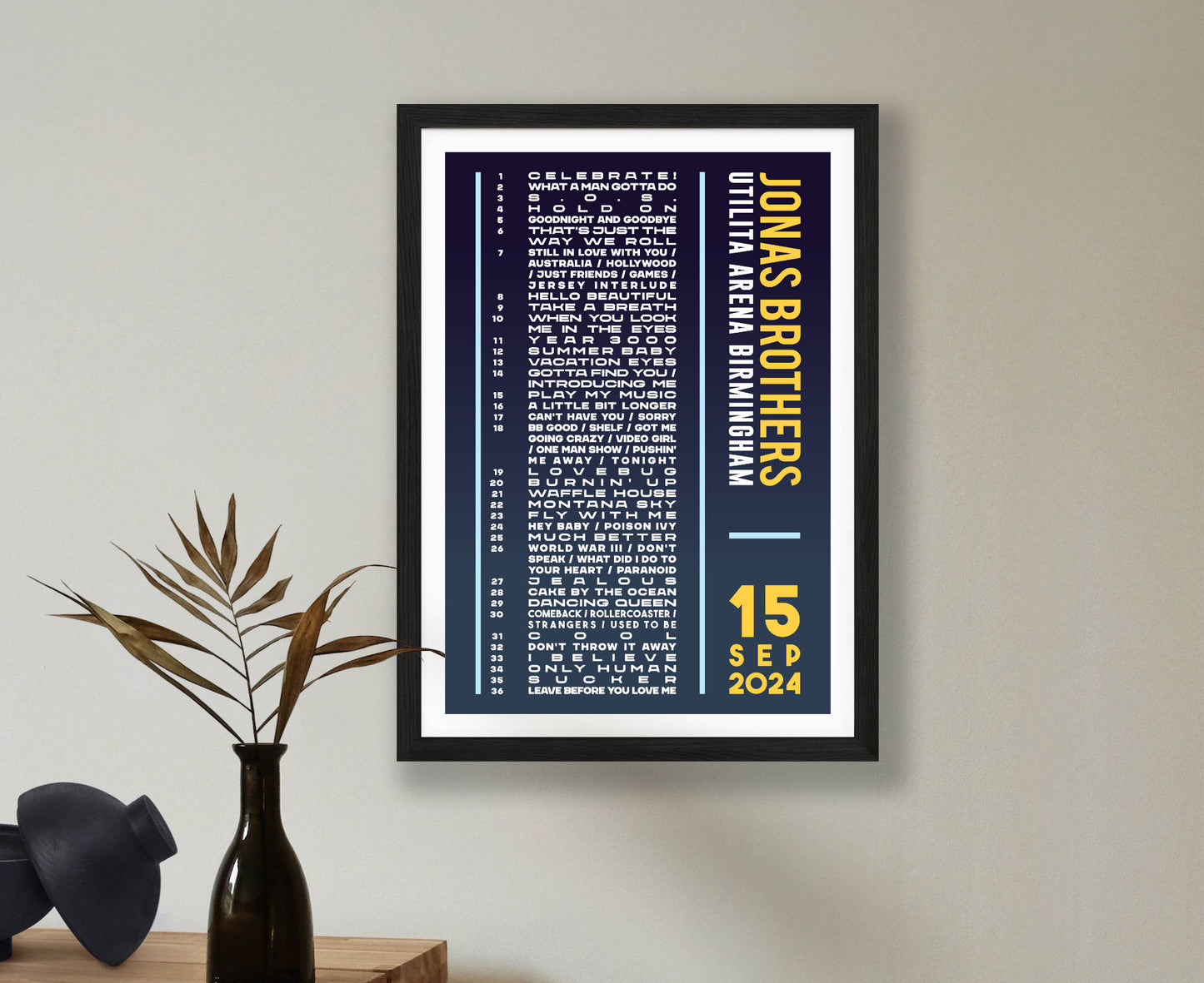 Jonas Brothers 2024 Tour Setlist Poster