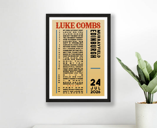 Luke Combs 2026 Setlist Poster