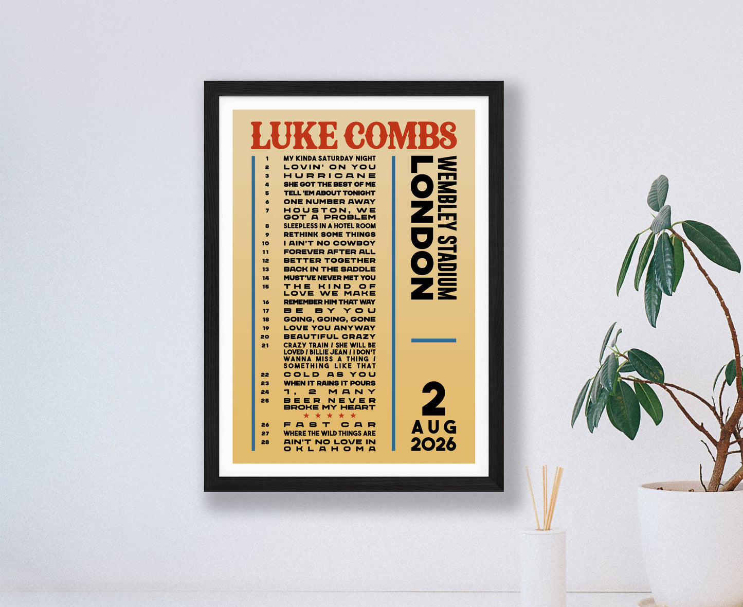 Luke Combs 2026 Setlist Poster