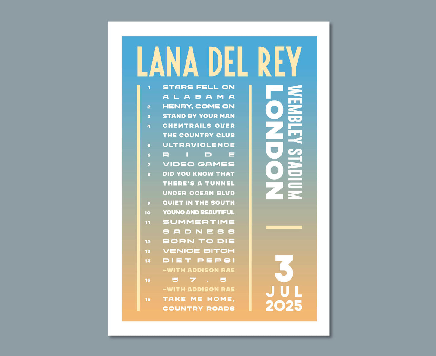 Lana Del Rey 2025 Tour Poster Design