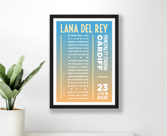 Lana Del Rey 2025 Tour Setlist Poster