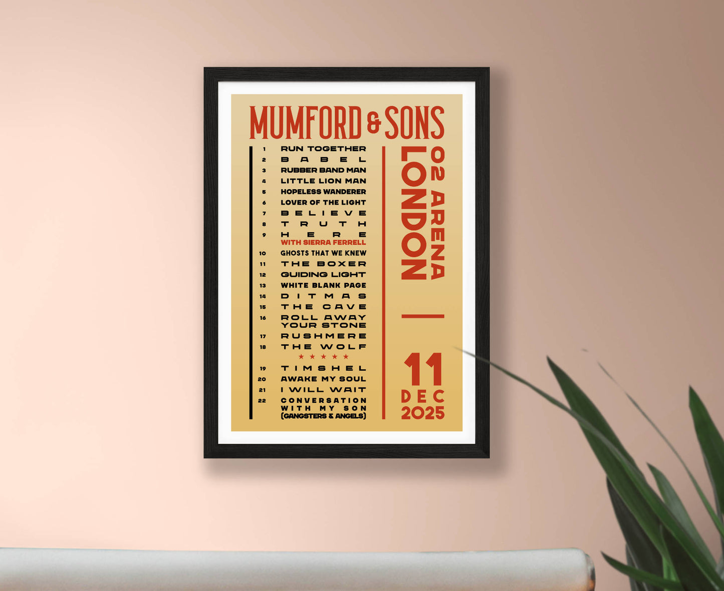 Mumford & Sons 2025 Tour Setlist Poster
