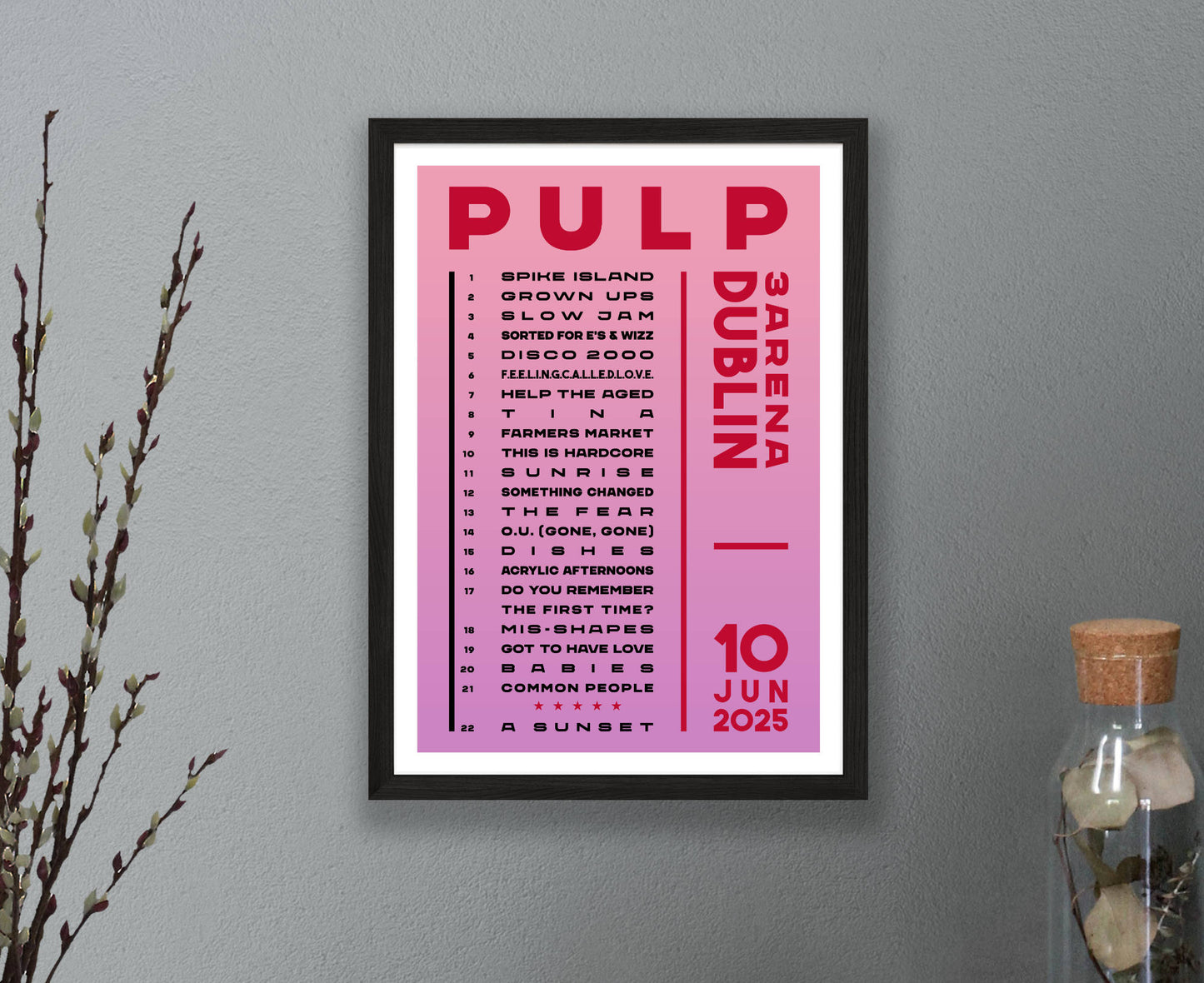 Pulp 2025 Tour Setlist Poster