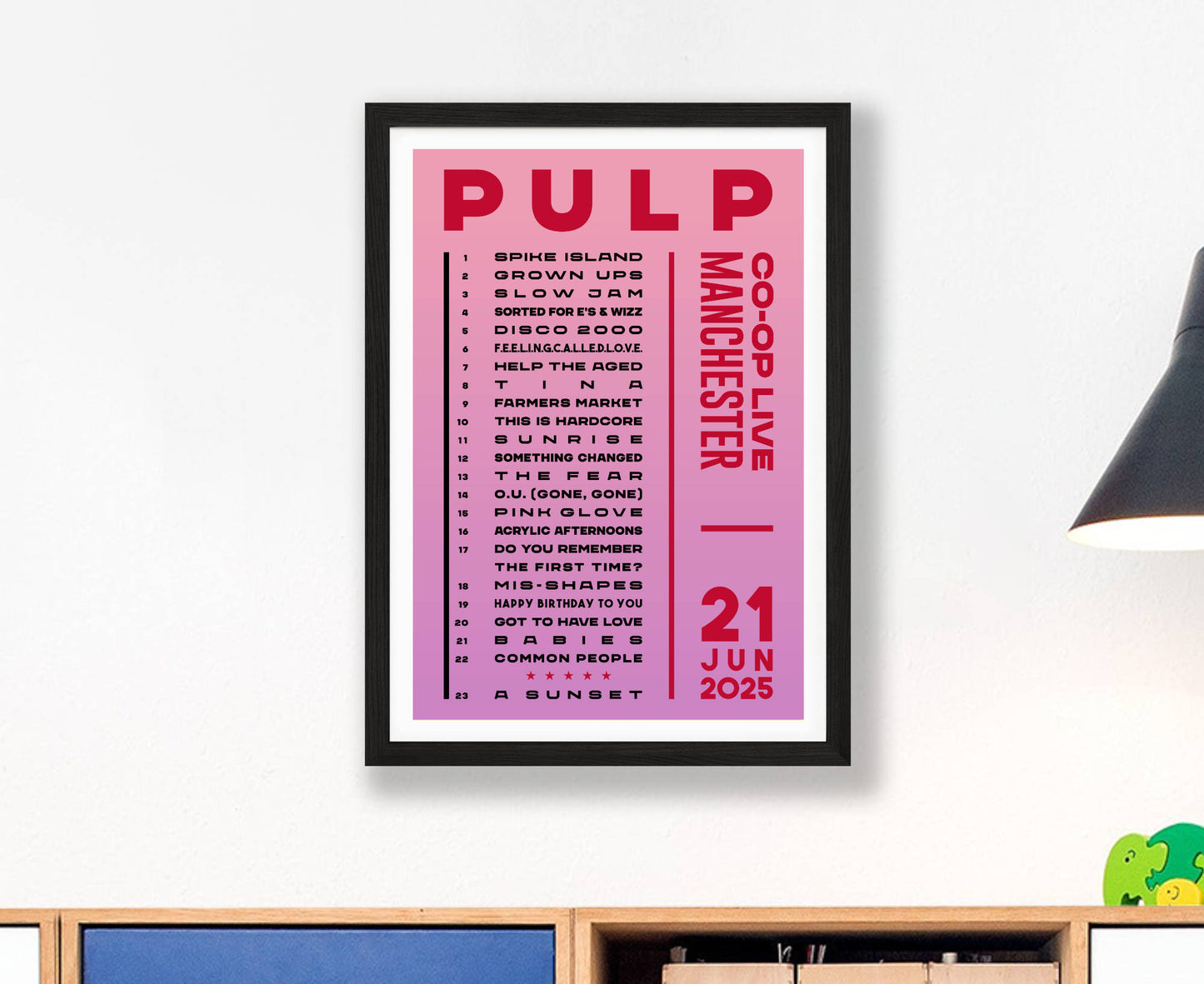 Pulp 2025 Tour Setlist Poster
