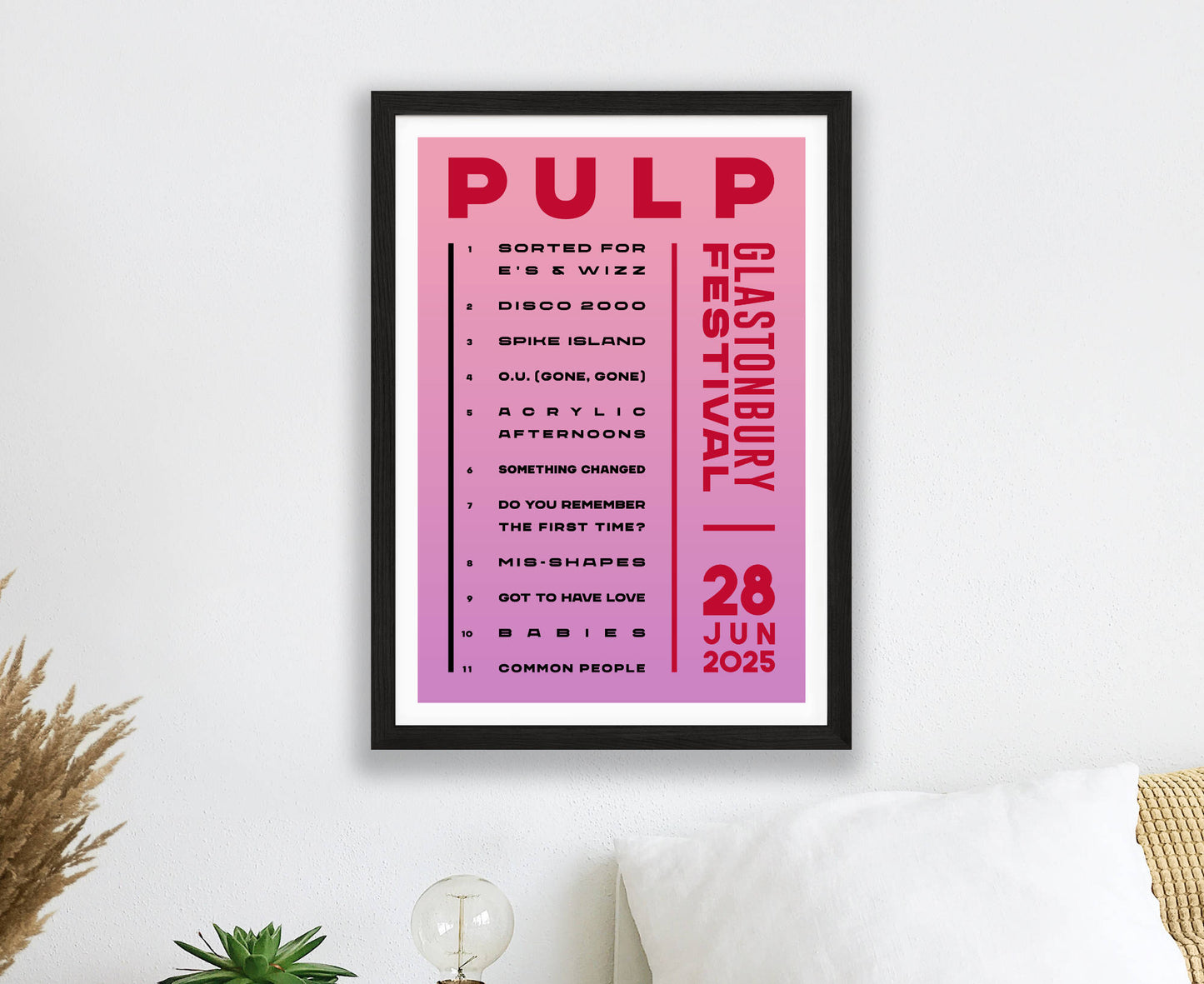 Pulp 2025 Tour Setlist Poster