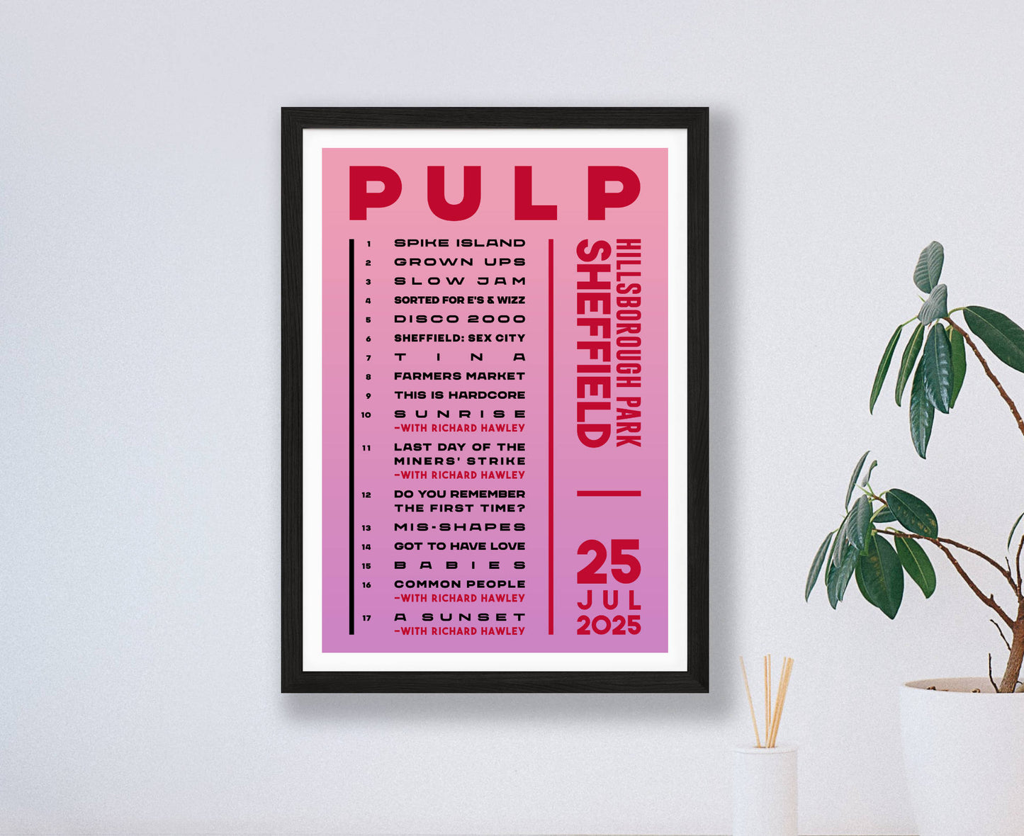 Pulp 2025 Tour Setlist Poster