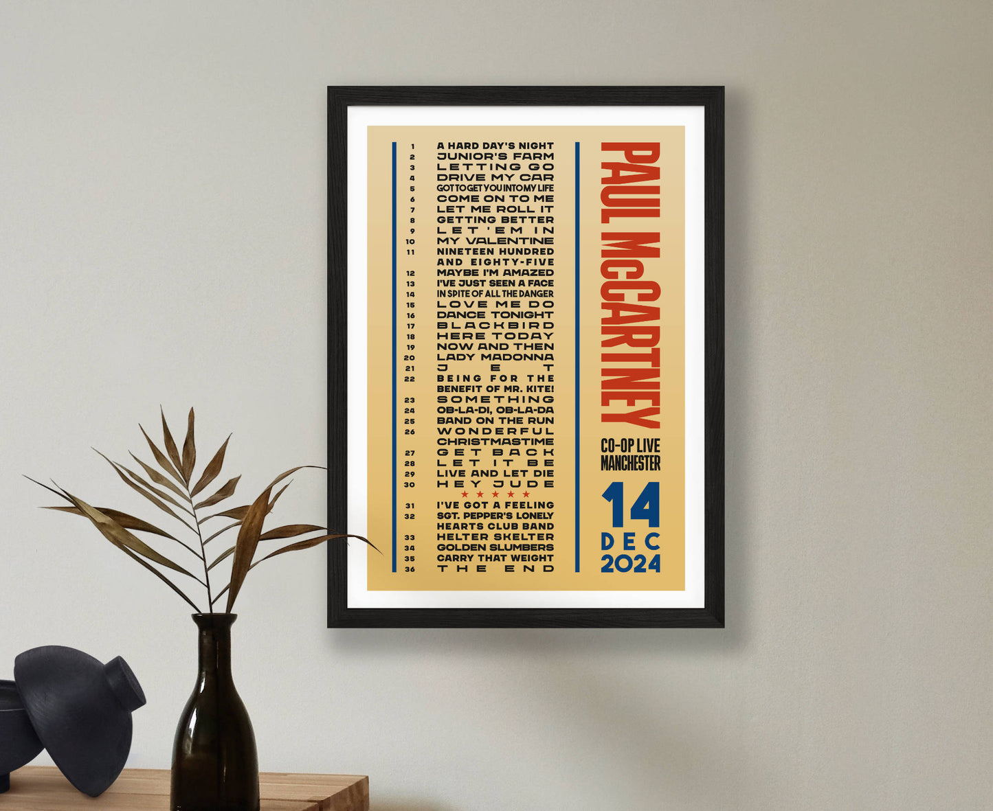 Paul McCartney 2024 Tour Setlist Poster