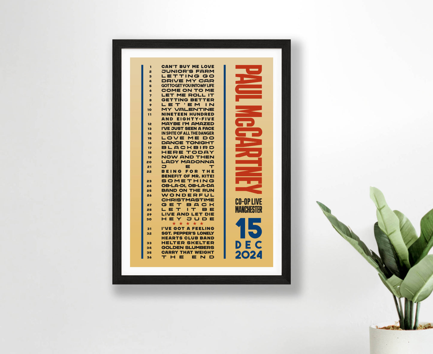 Paul McCartney 2024 Tour Setlist Poster
